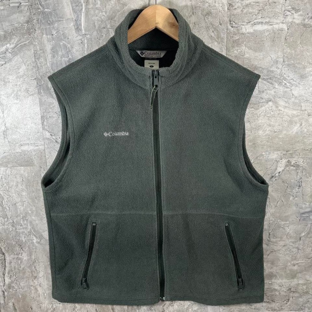 Columbia Fleece Vest Full Zip Up Lightweight Mens L Charcoal Outdoor Adventure